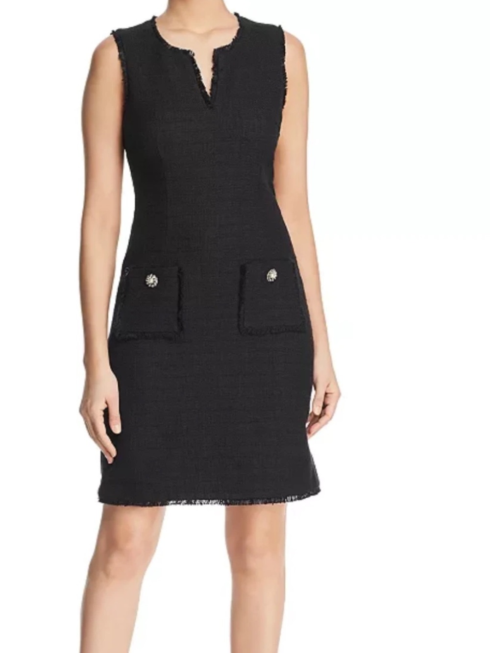 Karl Lagerfeld Womens Black Tweed Textured Knee Length Dress, Size 10